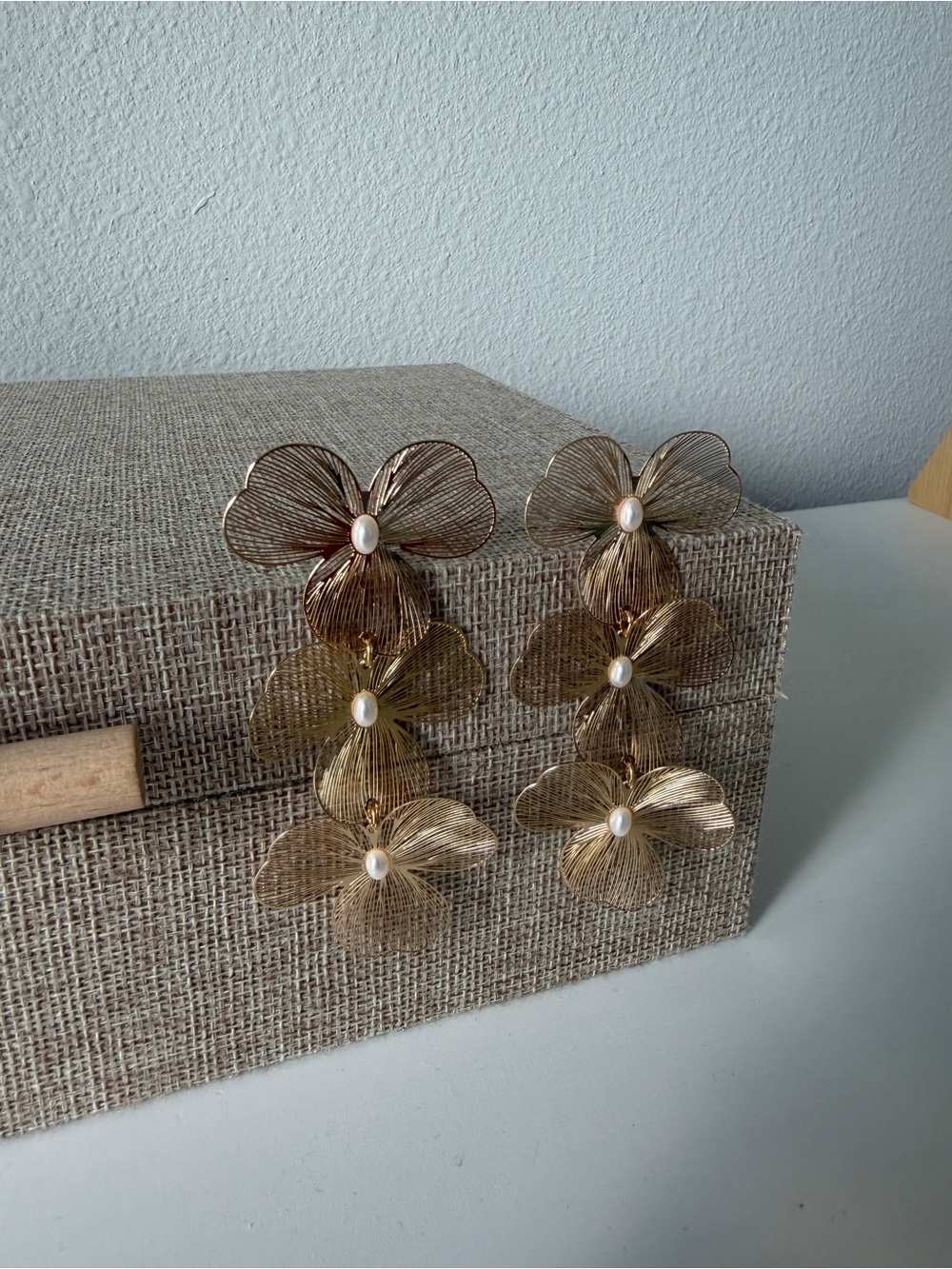 Target Gold-Tone Floral Drop Earrings with Pearl Accents